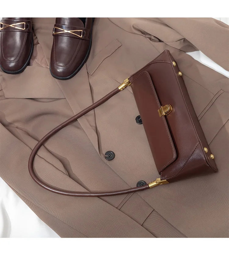 Elegant Retro Leather Shoulder Bag – Vintage Luxury for Women