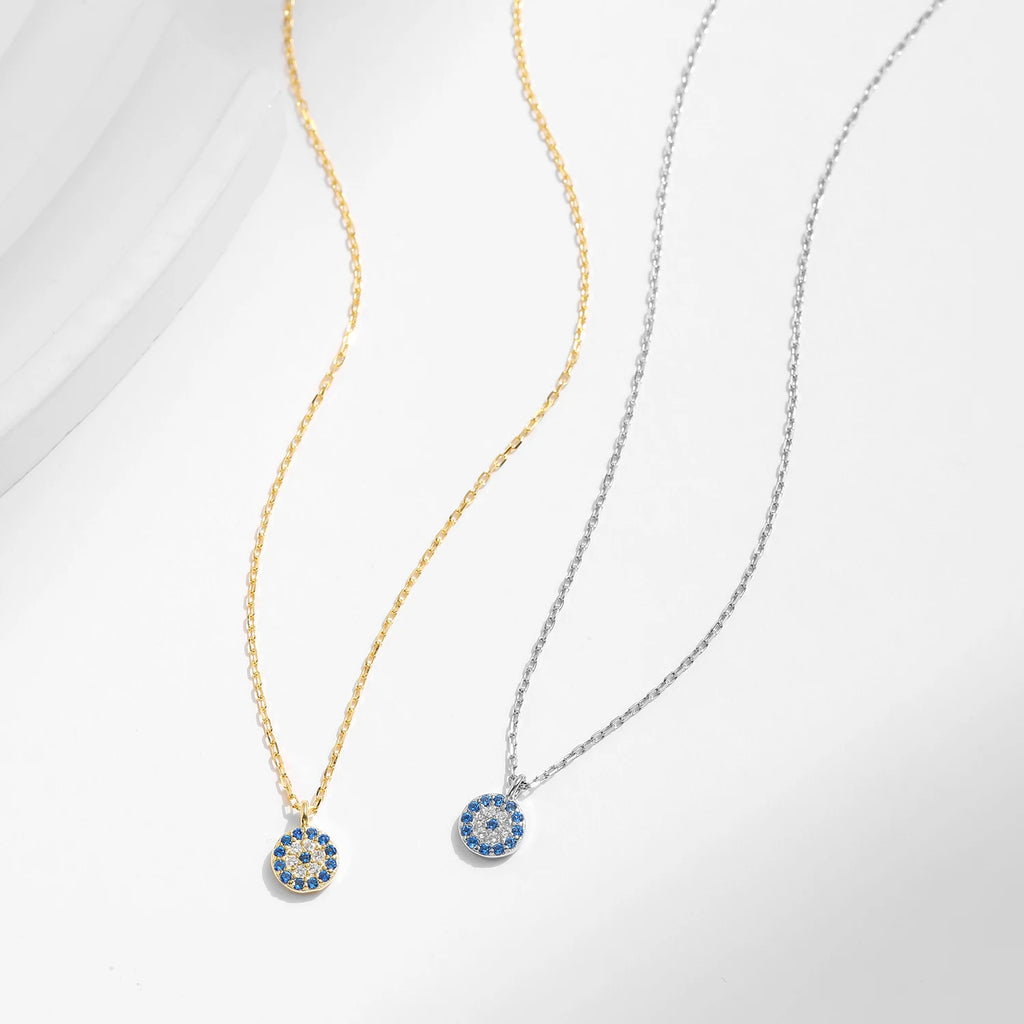 Luxury 925 Sterling Silver Blue Eye Zircon Pendant Necklace for Women