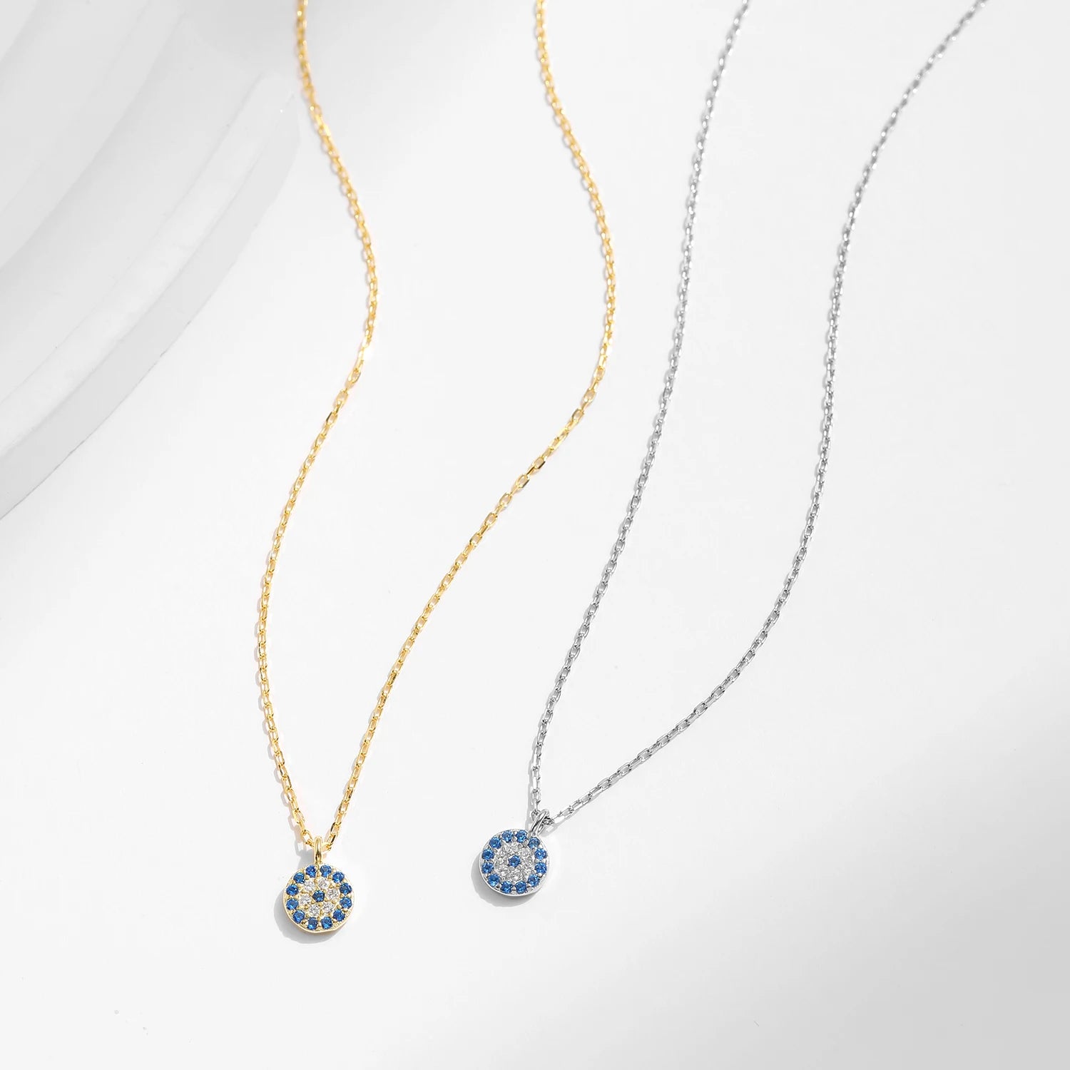 Luxury 925 Sterling Silver Blue Eye Zircon Pendant Necklace for Women