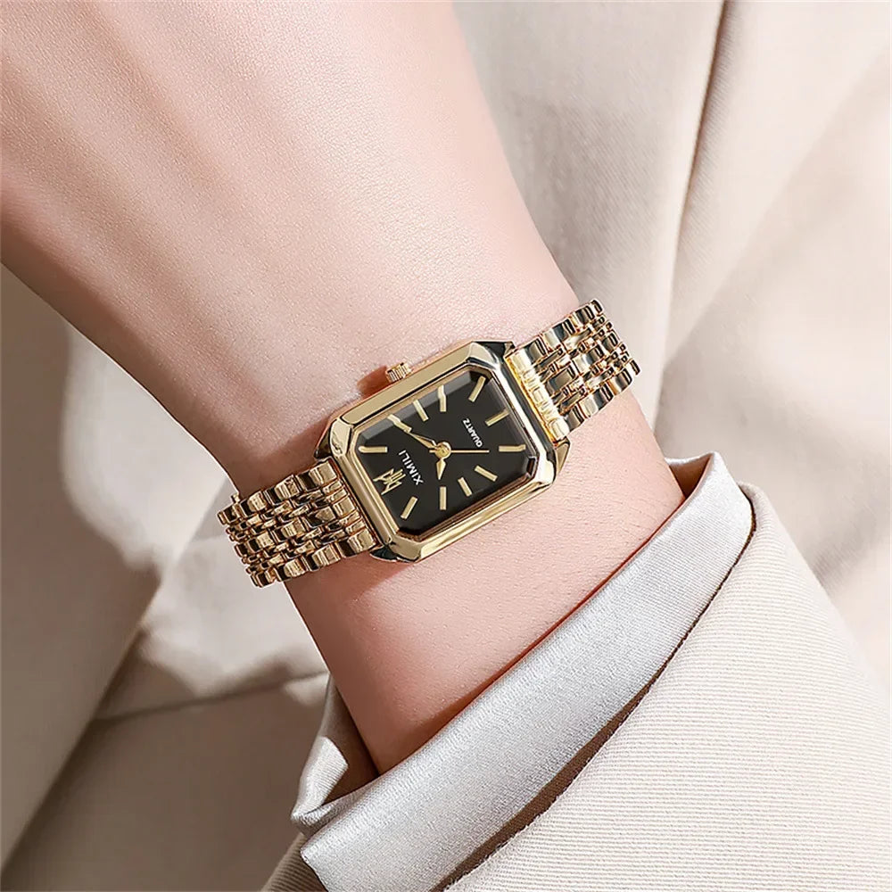 2024 New Women Watch Light Luxury Brand Stainless Steel Ladies Business Watches Female Student Fashion Quartz Wristwatches Reloj