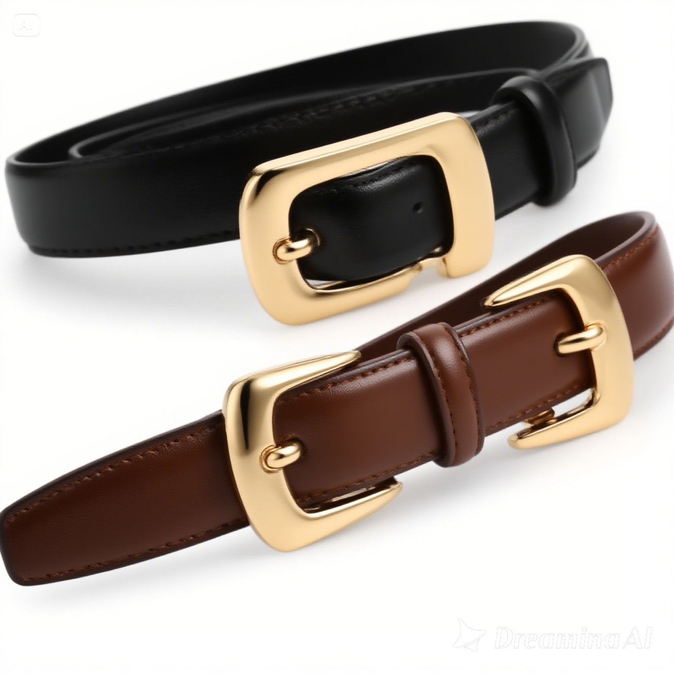 Vintage Black Leather Belt for Women – Retro Buckle, Elegant Accessory for Jeans & Dresses