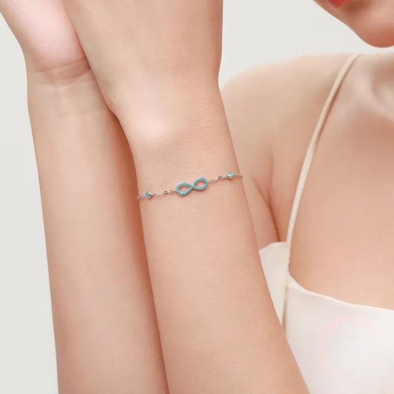 Romantic Infinite Love 925 Sterling Silver Turquoise Bracelet for Women