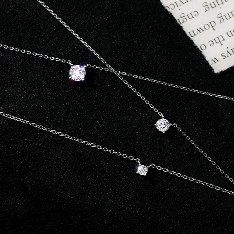 Elegant 925 Sterling Silver Geometric Zircon Pendant Necklace for Women