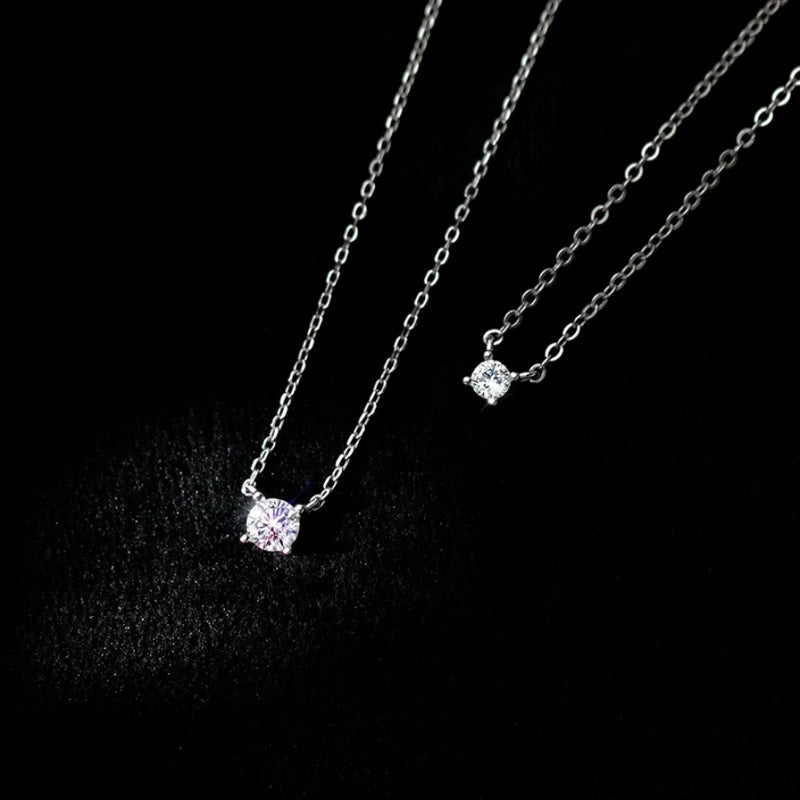Elegant 925 Sterling Silver Geometric Zircon Pendant Necklace for Women